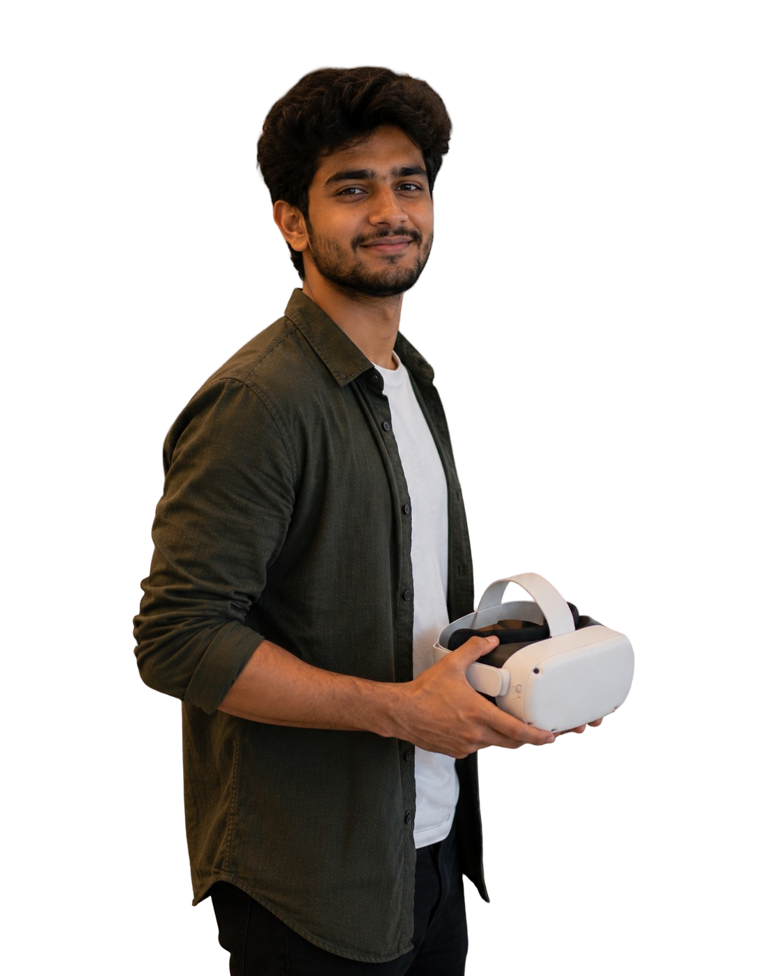 PXL Realty influencer holding a virtual property headset